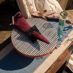 Black Block horn napkin ring styled with a folded napkin