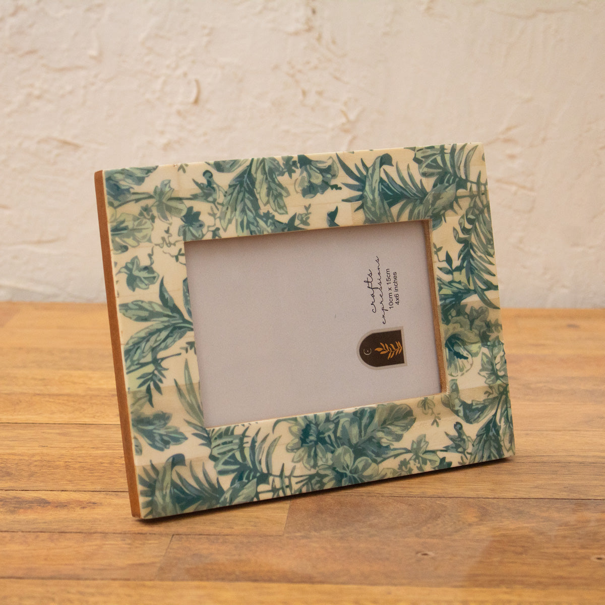 Bohemian Jungle wooden photo frame displayed horizontally