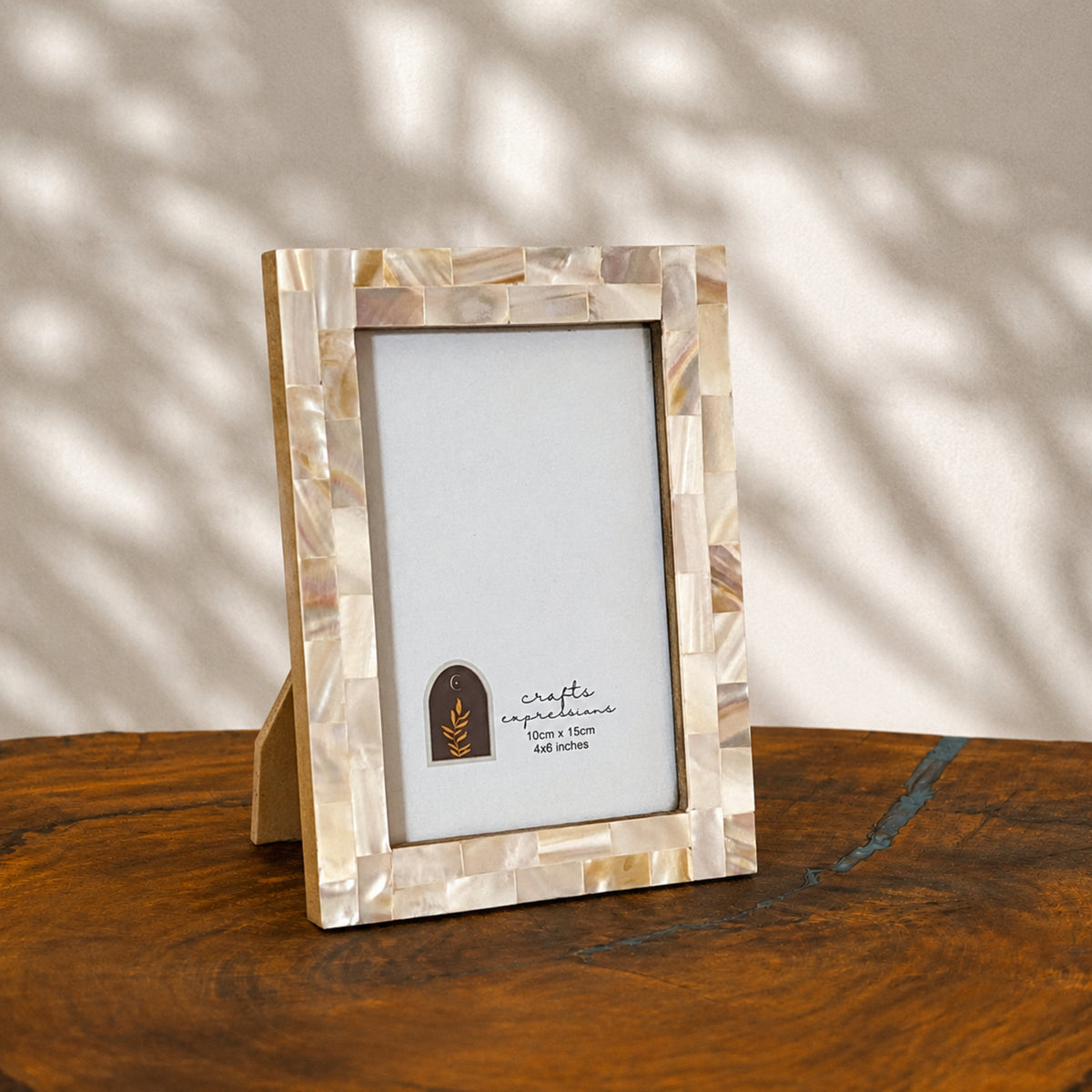 Champagne mother of pearl photo frame for a 4 by 6 inch photograph