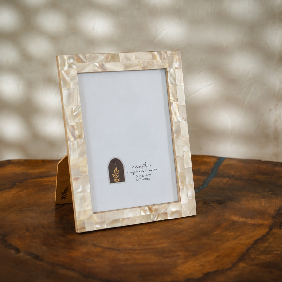 Champagne mother of pearl photo frame for a 5 by 7 inch photograph