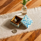 Open Chevron wooden storage box styled with jewellery
