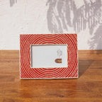 Echo red and off-white wooden photo frame displayed horizontally
