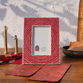 Echo wooden photo frame in red and off-white