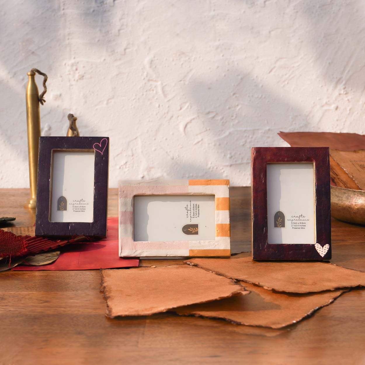 First Crush Wooden Polaroid Frames-  Instax Mini | Multicolour | Set Of 3