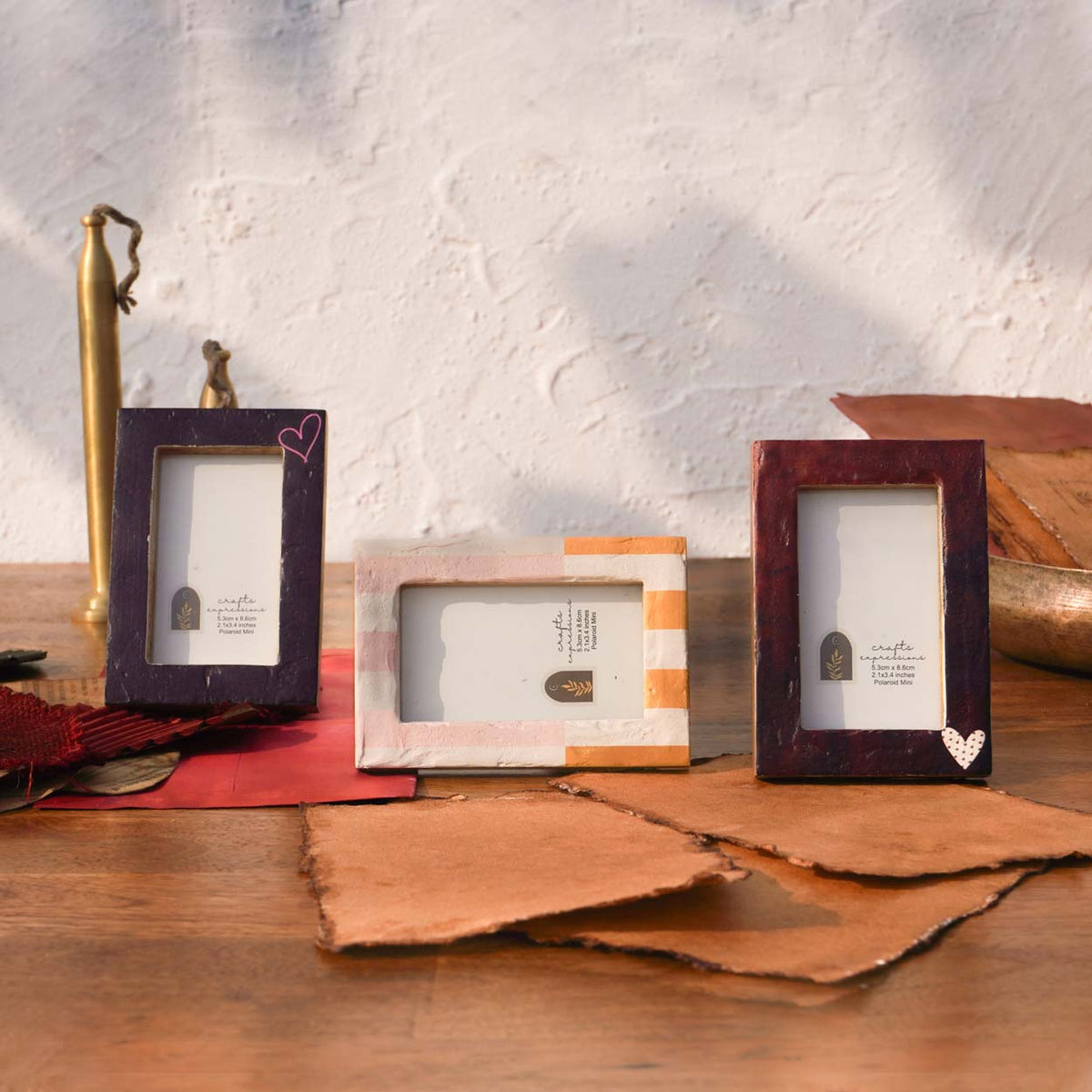 First Crush Wooden Polaroid Frames- Instax Mini, Multicolour Photo Frame Set Of 3
