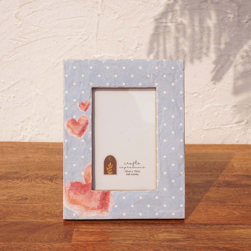 Front view of the Baby Blue wooden photo frame displayed vertically