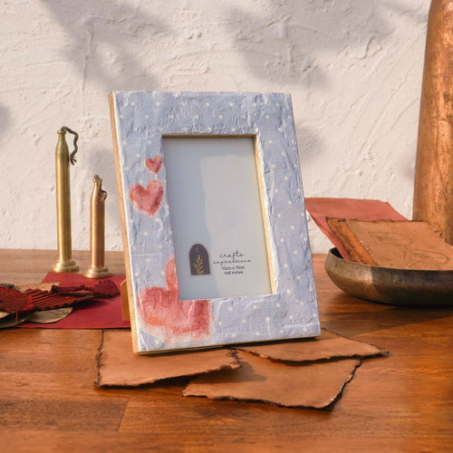 Baby Blue wooden photo frame in soft blue and blush for a 4 × 6 inch print