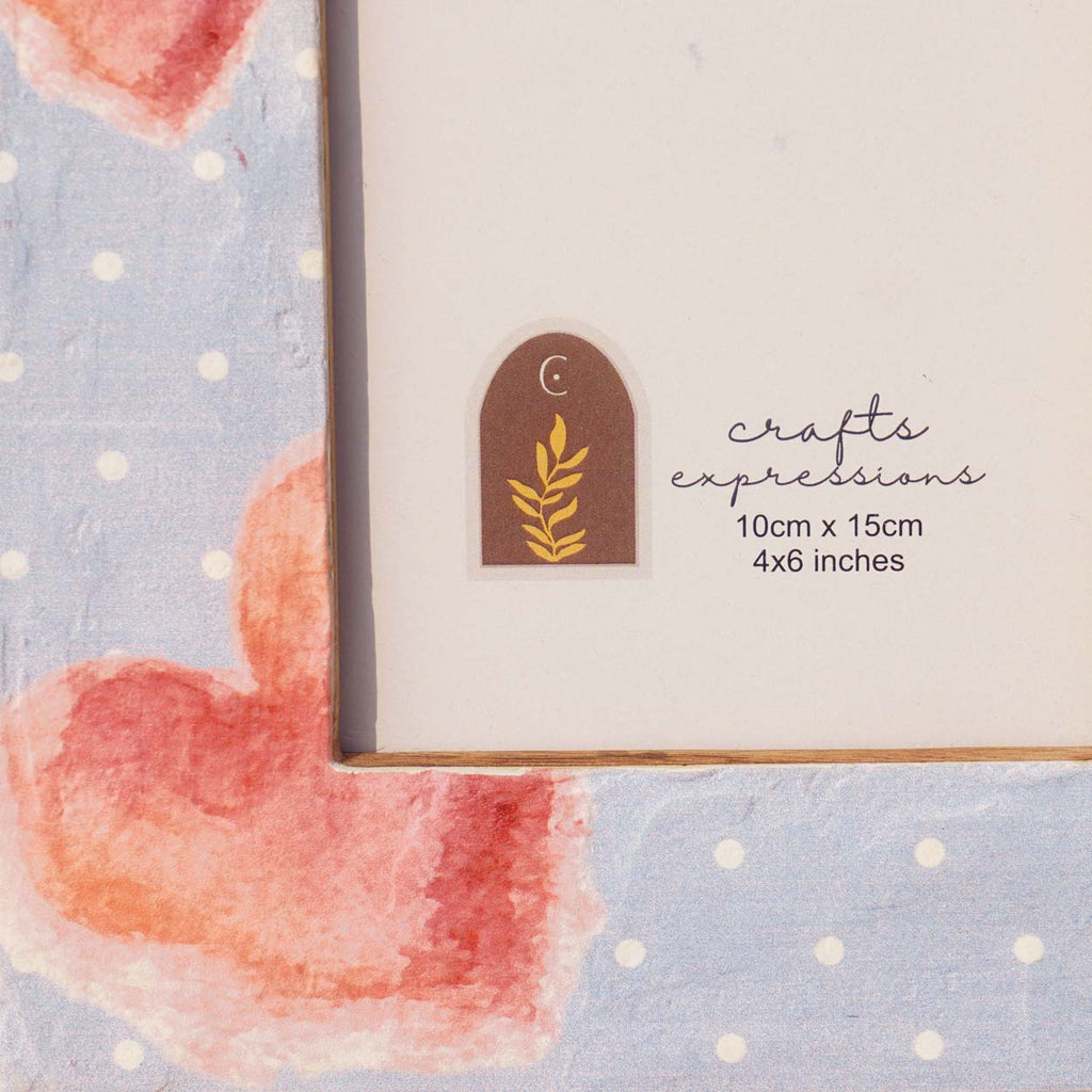 Close-up of the painted pattern on the Baby Blue wooden photo frame