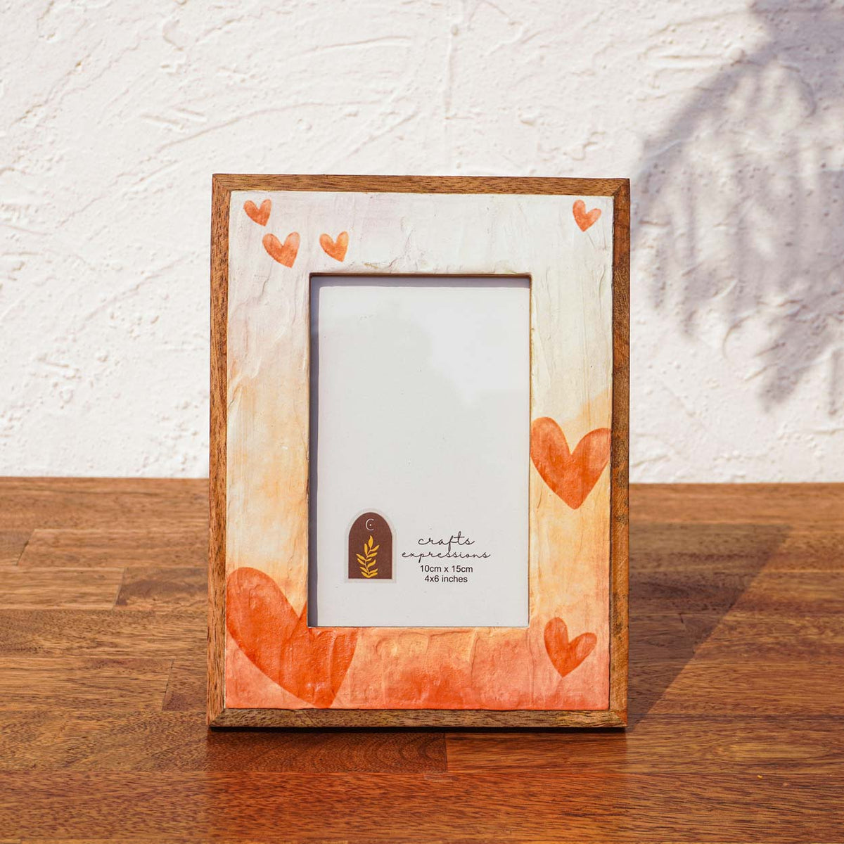 Morning Love Wooden Photo Frame, Soft Peach & Blush, 4 × 6 Inches