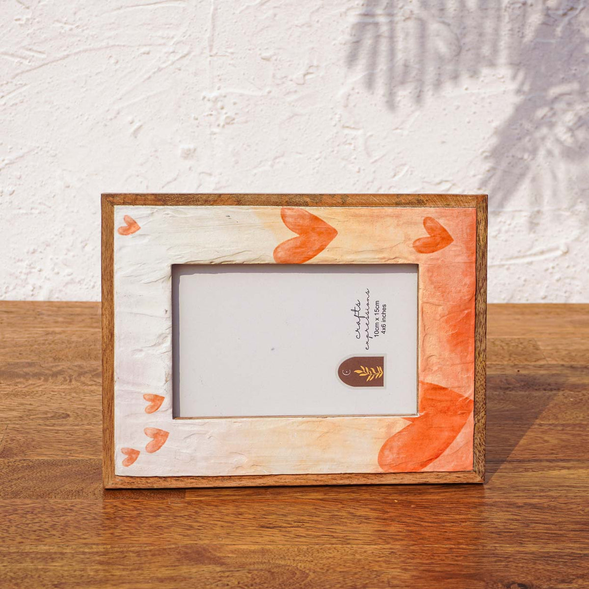 Front view of the Morning Love wooden photo frame displayed horizontally