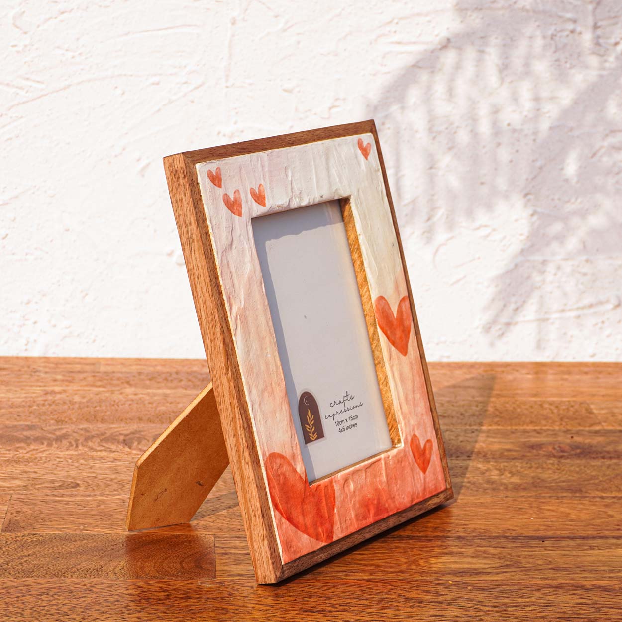 Morning Love Wooden Photo Frame | Soft Peach & Blush | 4 × 6 Inches