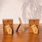 Back and side views of Beloved wooden Instax Mini frames with easel stands
