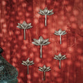Kamal Wooden Lotus Wall Décor, Antique Silver Foil, Set of 3