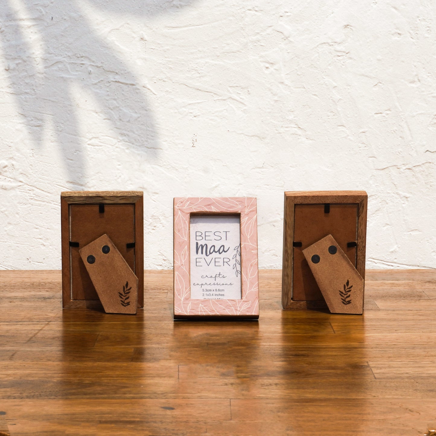 Dots & Petals Polaroid Photo Frame Set | Wooden Instax Mini Frames |Fits 2.1 x 3.3 Inch Photos