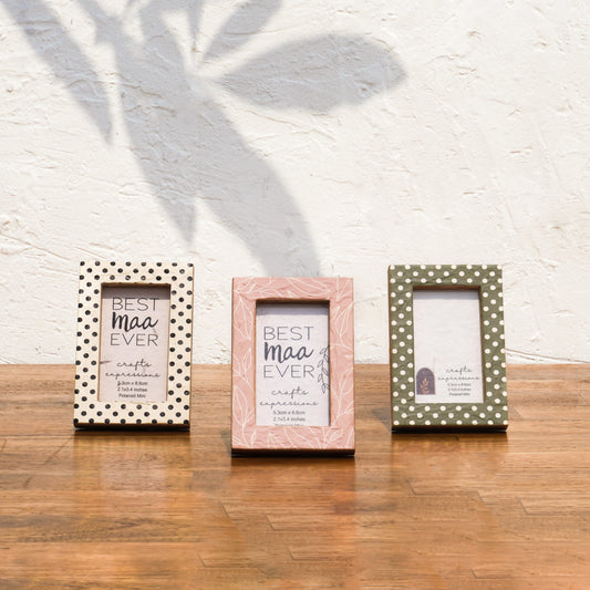 Dots & Petals Polaroid Photo Frame Set | Wooden Instax Mini Frames |Fits 2.1 x 3.3 Inch Photos