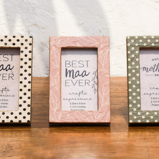 Dots & Petals Polaroid Photo Frame Set | Wooden Instax Mini Frames |Fits 2.1 x 3.3 Inch Photos