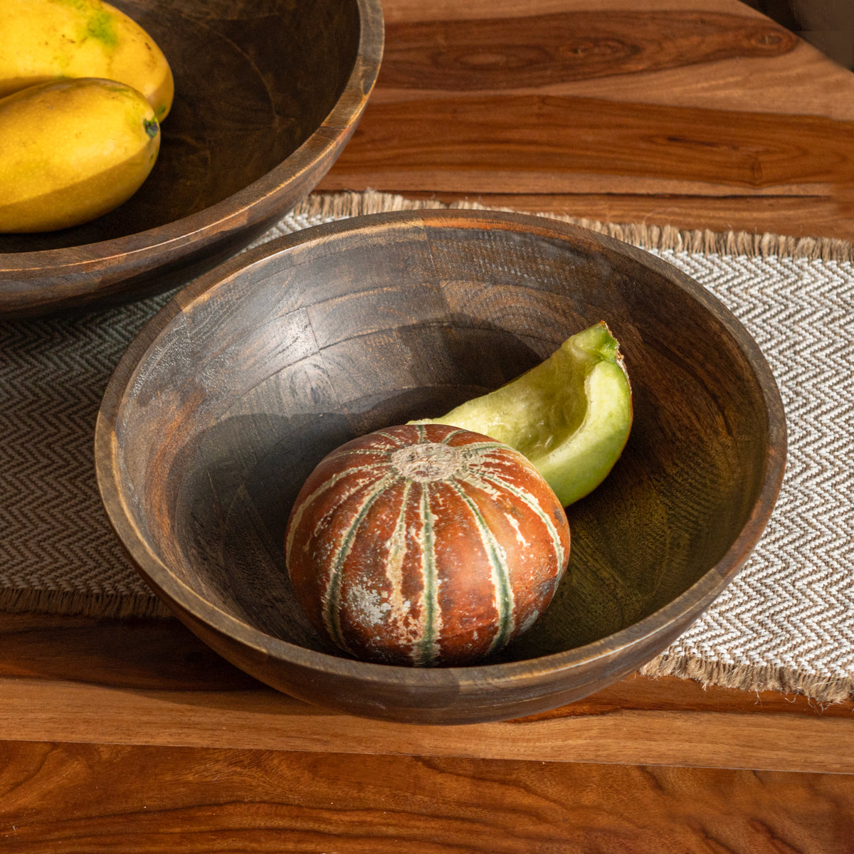 Ellipse medium wooden serving bowl