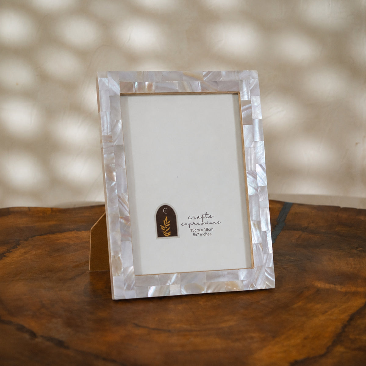 Pale Blue mother of pearl photo frame for a 5 by 7 inch photograph