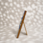 Blue and warm-white trellis wooden photo frame for a 4 by 4 inch photograph