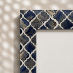 Blue and warm-white trellis wooden photo frame for a 4 by 4 inch photograph