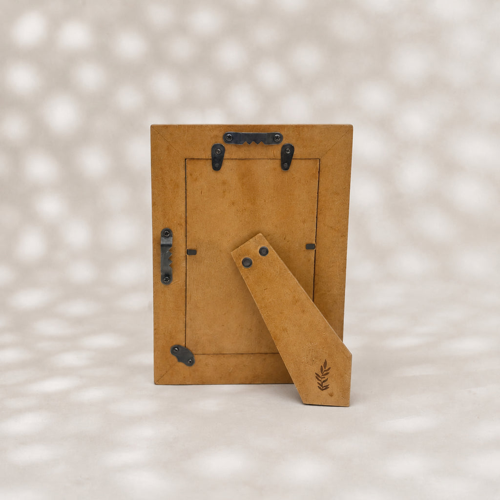 Jade-green and warm-white trellis wooden photo frame for a 4 by 6 inch photograph