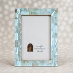 Aqua Blue mother of pearl photo frame for a 4 by 6 inch photograph