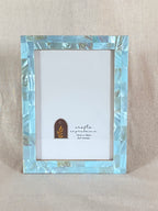 Aqua Blue mother of pearl photo frame for a 5 by 7 inch photograph