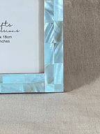 Aqua Blue mother of pearl photo frame for a 5 by 7 inch photograph