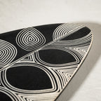 Black and white leaf-shaped wooden serving platter for snacks and mithai