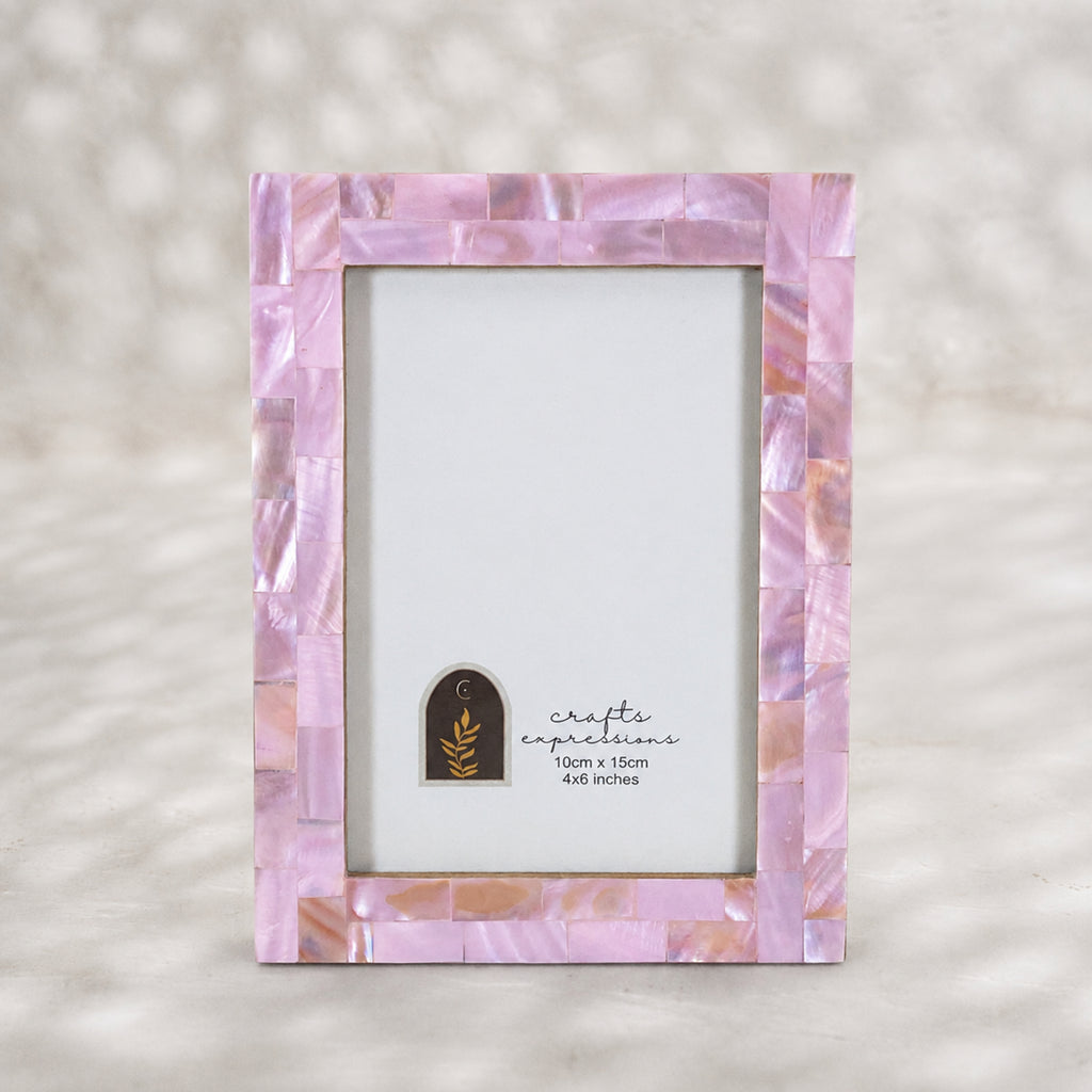 Lilac mother of pearl photo frame for a 4 by 6 inch photograph