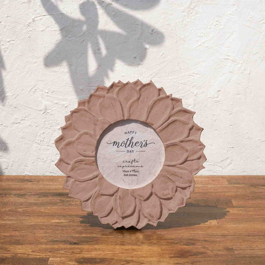 Lotus Wooden Photo Frame |Earthy Pink | 6 Inch Round Frame