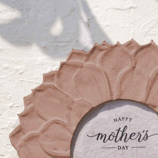 Lotus Wooden Photo Frame |Earthy Pink | 6 Inch Round Frame