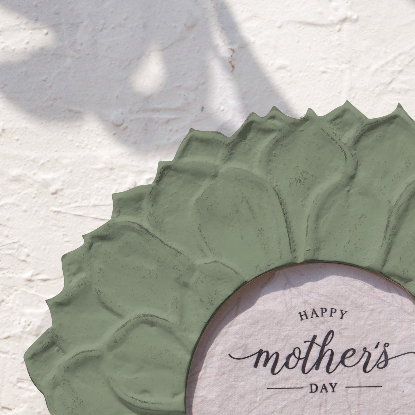 Lotus Wooden Photo Frame | Olive Green| 6 Inch Round Frame