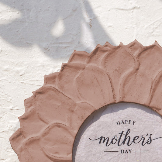 Lotus Wooden Photo Frame |Earthy Pink | 6 Inch Round Frame