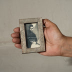 Set of three wooden magnetic Instax Mini photo frames in red and neutral patterns