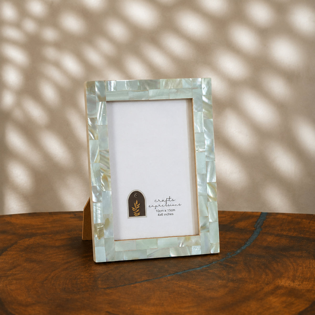 Mint Green mother of pearl photo frame for a 4 by 6 inch photograph