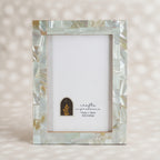 Mint Green mother of pearl photo frame for a 4 by 6 inch photograph