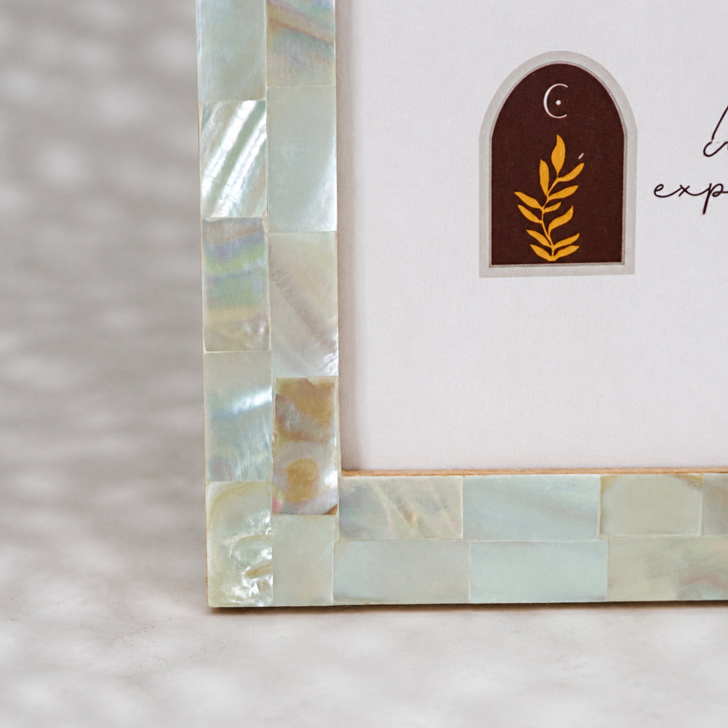Mint Green mother of pearl photo frame for a 5 by 7 inch photograph