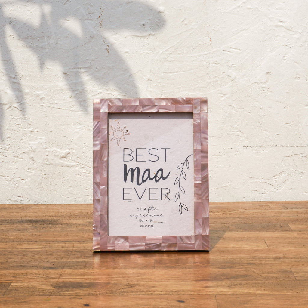 Mother of Pearl Photo Frame, Earthy Pink, 5 x 7 Inch