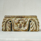 Antique carved wooden tea light candle holder with space for three candles