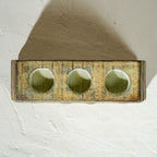 Antique carved wooden tea light candle holder with space for three candles