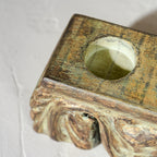 Antique carved wooden tea light candle holder with space for three candles