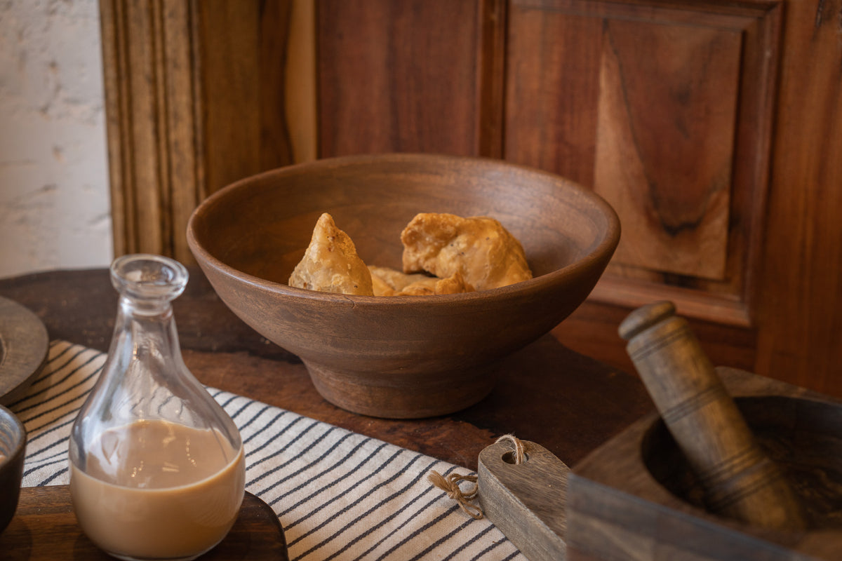 Oro Wooden Serving Bowl, Natural Wood Snack & Salad Bowl, Fruit Bowl