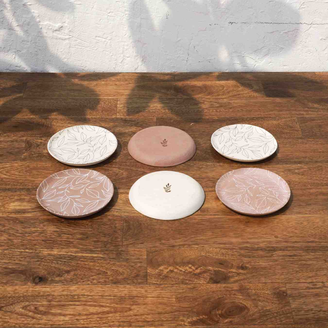Petal Round Wooden Coasters | White, Pink & Olive Tones | 4 x 4 Inch