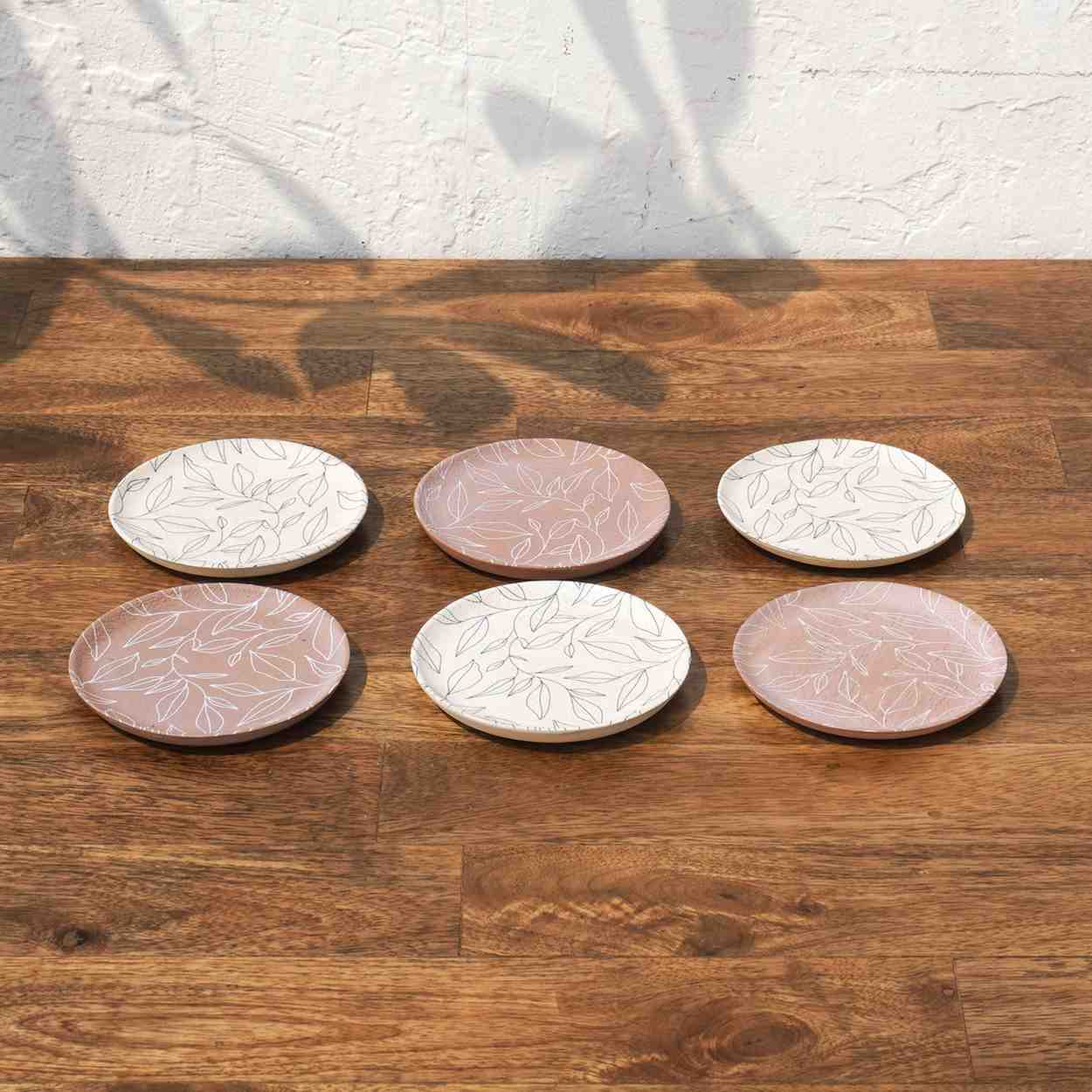 Petal Round Wooden Coasters | White, Pink & Olive Tones | 4 x 4 Inch
