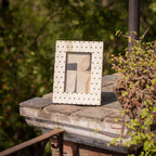 Polka Dot photo frame displayed outdoors