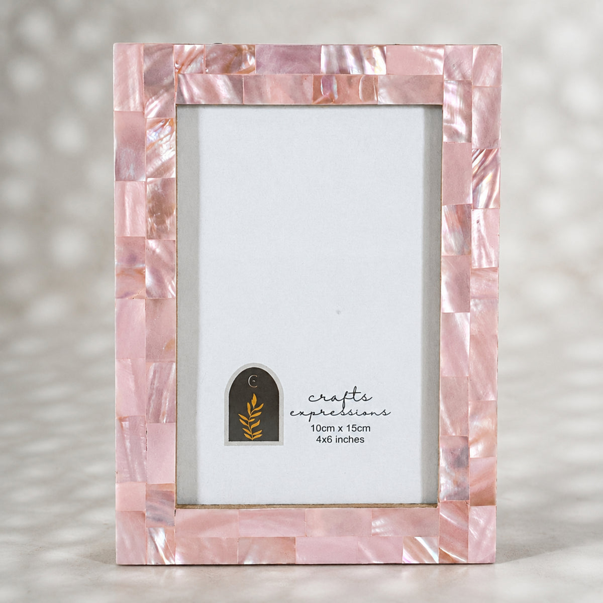 Shell Pink mother of pearl photo frame for a 4 by 6 inch photograph