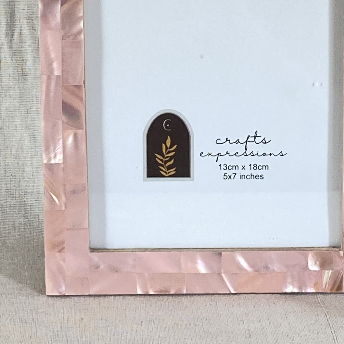 Shell Pink mother of pearl photo frame for a 5 by 7 inch photograph