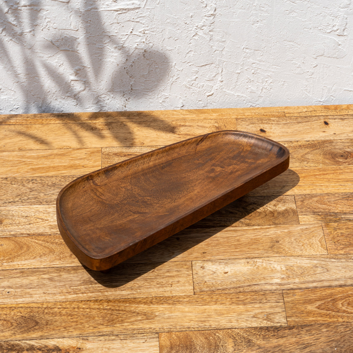 Angled top view of the empty Spaceship small wooden riser stand
