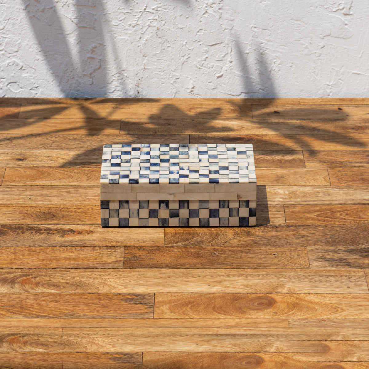 Closed Checker wooden storage box